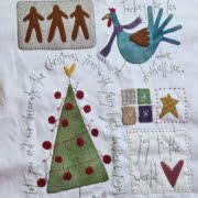 Kerstquilt The SantaTheTreeTheTurkeyAndMe